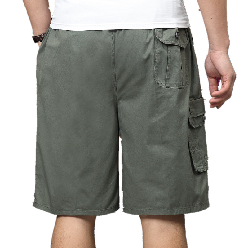 

2021 New Size Large Cargo Will See Multi-pocket Wide Zipper Hot Male Shorts Baggy Elastic Cotton Capris Waist Plus xxl 4xl 5xl Z90v, Natural