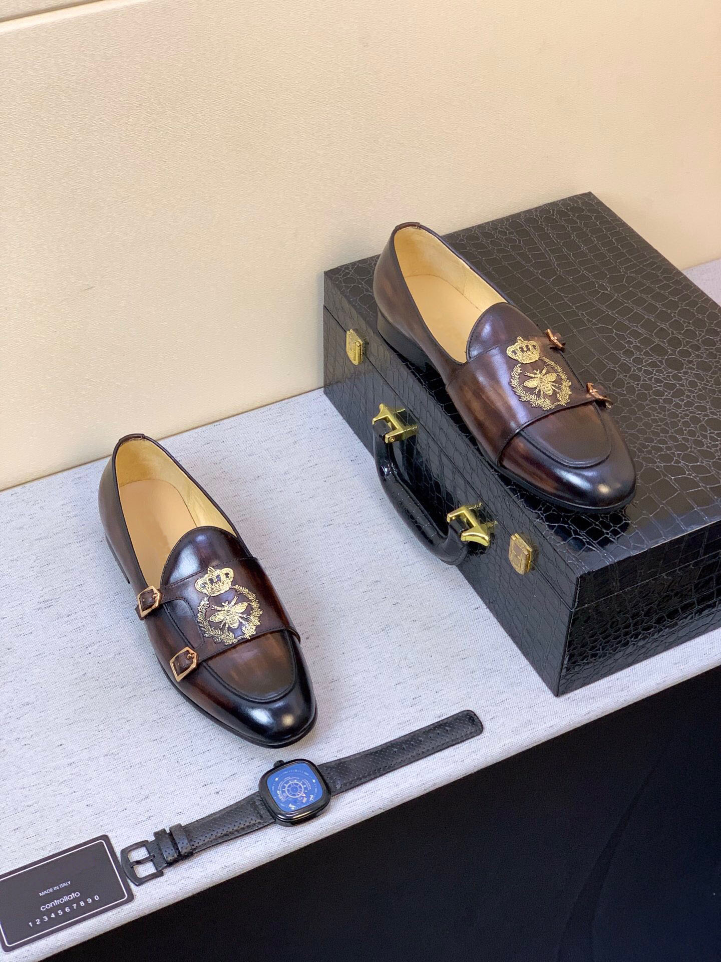 

2022 Men's Dress Shoes Fashion Groom Wedding Oxfords Genuine Leather Oxfords Men Brand Formal Business Casual Loafers Size 39-45, Black