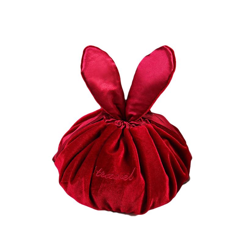

Cute Women Small Portable Multipurpose Makeup Bag Casual Ear Cosmetic Bag Solid Color Makeup Storage Bags, As picture shows