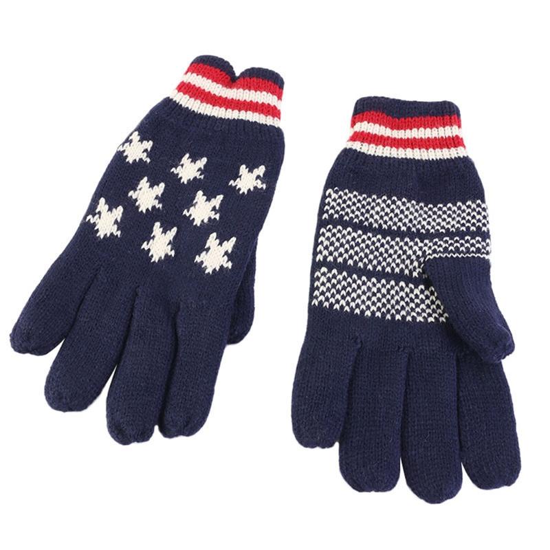 

Adult Winter 3Pcs UK British USA American Flag Beanie Hat Long Scarf Gloves Set 449F