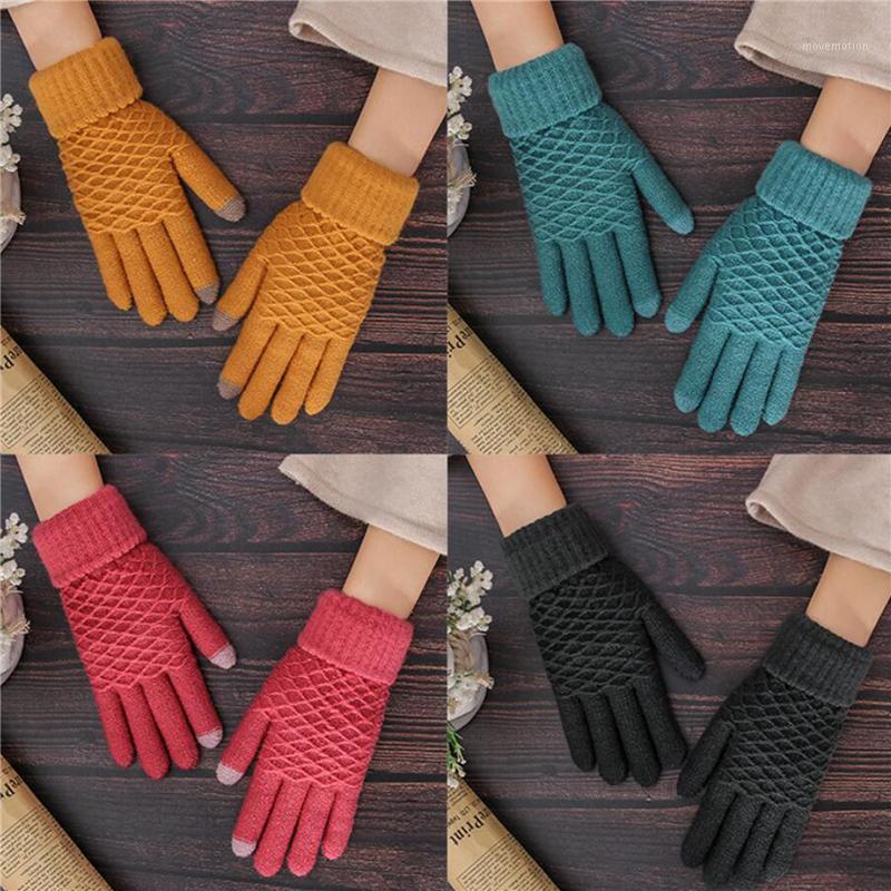 

Women's Wool Knitted Gloves Winter Warm Thick Touch Screen Gloves Solid Mittens Autumn Winter Touch Screen Skiing1