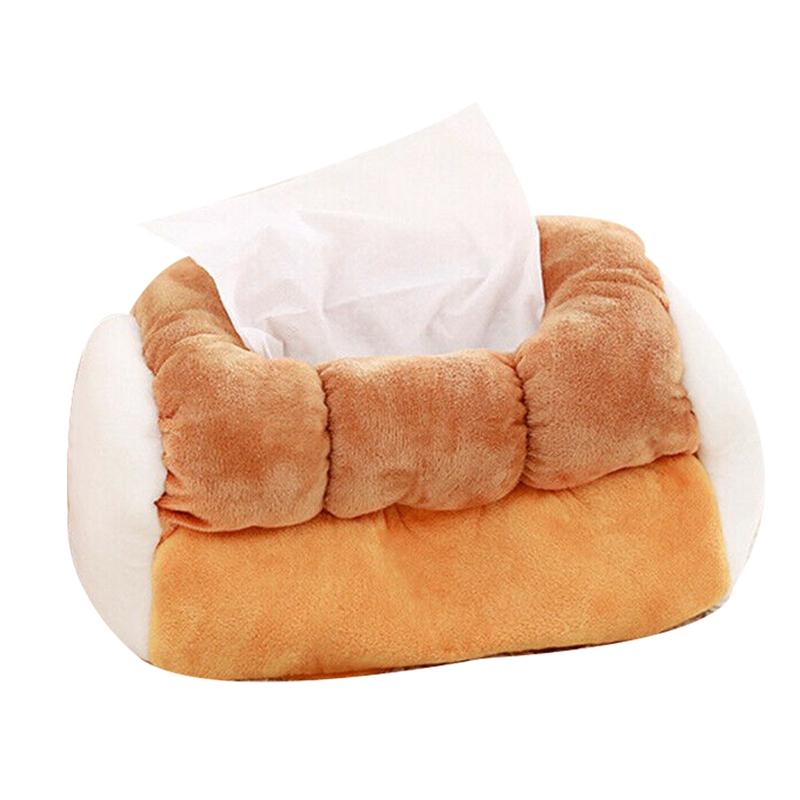 

1Pc Simulation Toast Bread Tissue Box Plush Toys Home Car Fabric Tray