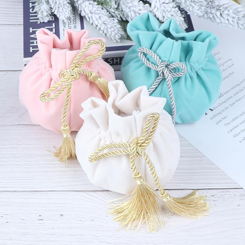 

Light Blue Round Bottom With Gray Tassel Velvet Drawstring Bag 12x17cm MP3 Jewelry Packaging Pouch Bags Gift & Packing Bags1