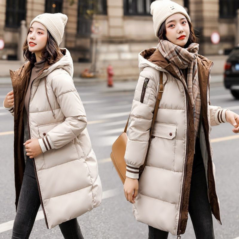 

2021 Winter Jacket with Women's High Quality Cotton Down Outwear Mid-length Parka Student Plus Size Tops R574 I5uu, Beige
