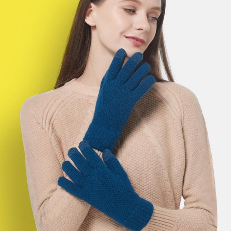 

Gloves For Smartphone Cotton Gloves Winter Warm Knitted Driving Full Mittens Cycling For Smartphone Thick Fin N1A6