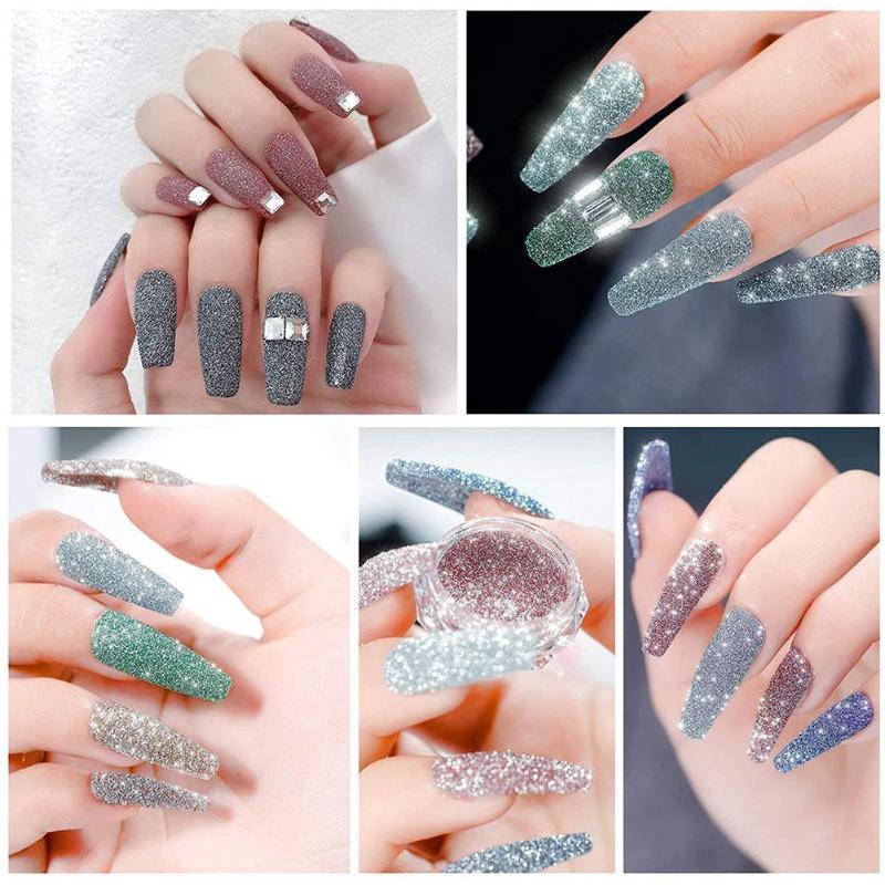

Nail Glitter Powder Kit Drilling Powder Nail Polish Flash Kit Holographic Sequins Diamond Art R2Q5