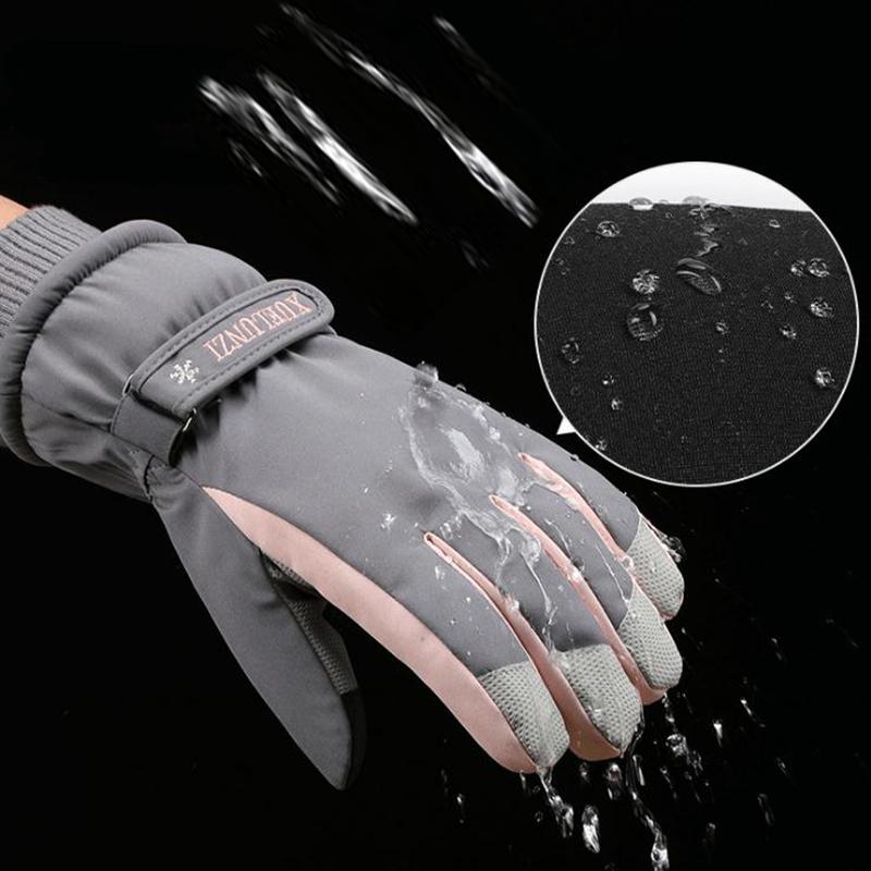 

Waterproof Ski Gloves Women Winter Fleece Warm Snowboard Snow Gloves Full Fingers Touch Screen Skiing Riding Female Mittens