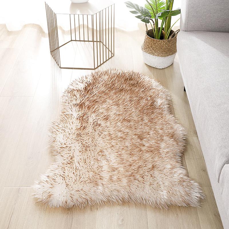 

Soft Fur Artificial Sheepskin Rugs Carpet For Bedroom Living Room Skin Fur Carpet Plain Fluffy Seat Pad Washable Faux Mat