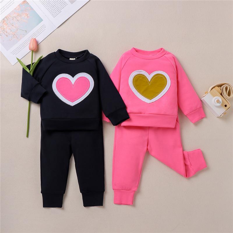 

Infant Clothing For Baby Girls Clothes Set Autumn Winter Newborn Baby Girls Heart Print T-shirt+Pant Sport Suit Costume
