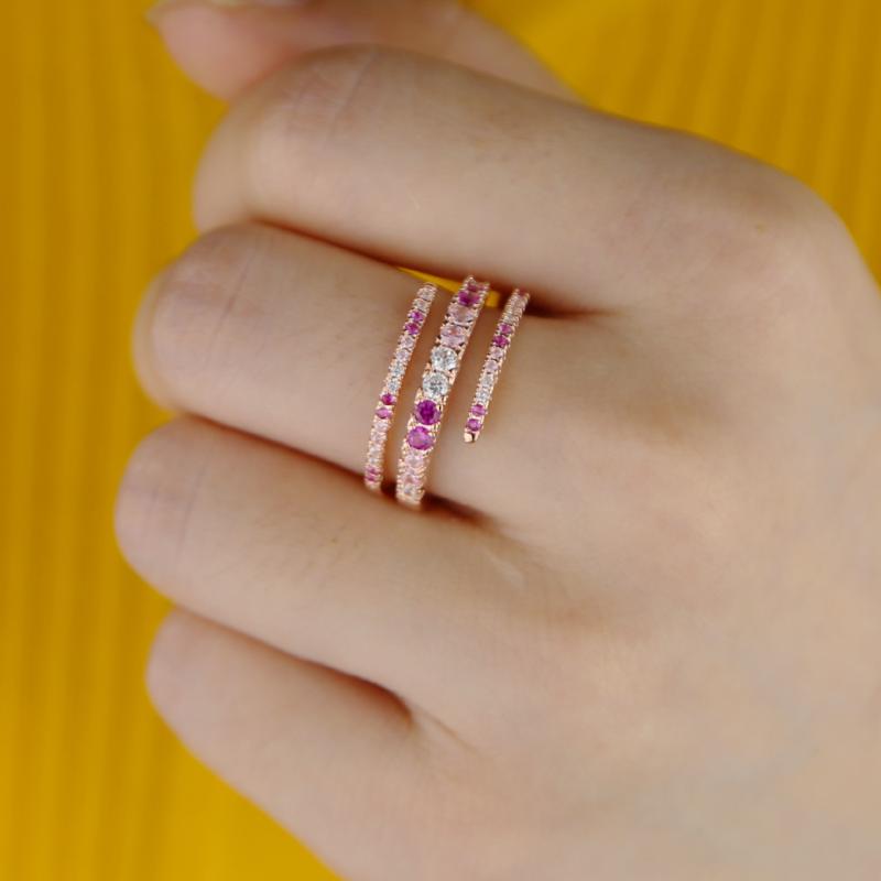 

Rose gold women rings with rainbow CZ cute young girls Multi wrap snake finger elegance bohemian jewelry gifts party accessories