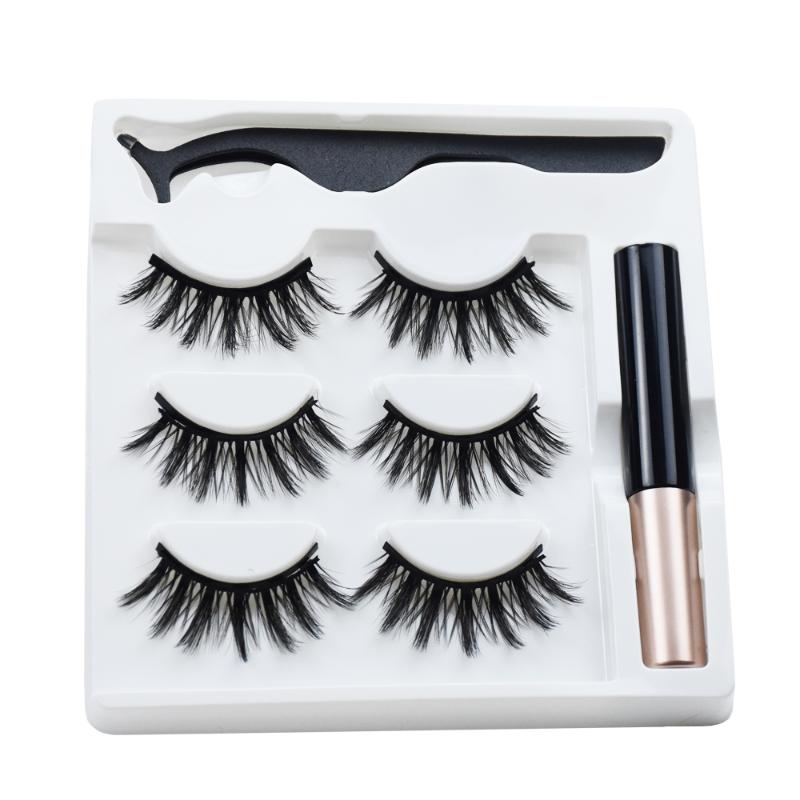 

3 Pairs Magnetic Eyelashes Set Natural Long Magnetic False Eyelashes Eyeliner Set Easy To Wear Lashes Beauty Makeup Kit