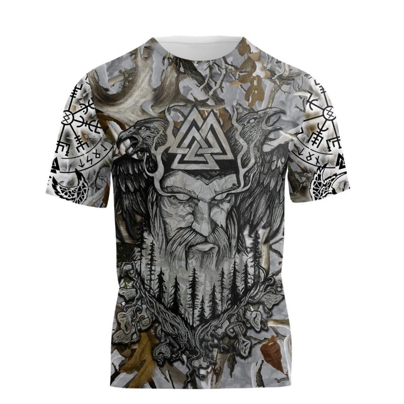 

Men's T-Shirts 3D Printed T Shirt For Men Myth God Warrior Odin Tatto Harajuku Fashion Short Sleeve Summer Casual Unisex O-Neck Tops, White;black