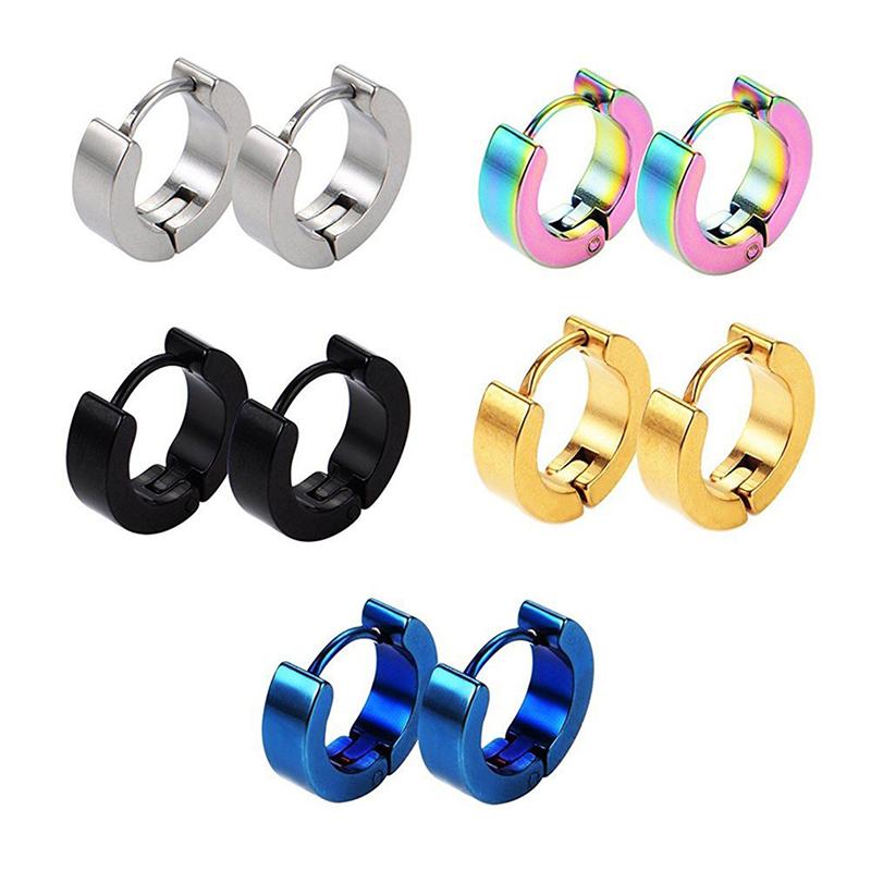 

1 Set Round Shape Stainless Steel Piercing Unisex Earring Punk Gothic Barbell For Male Female Jewelry Trendy Earrings Hip Hop, Golden;silver