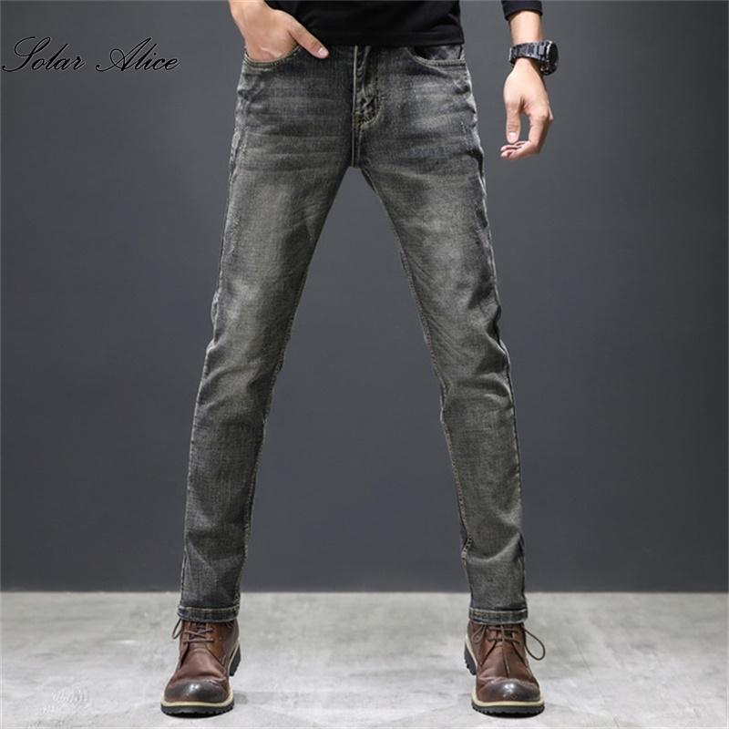 

Free Shipping 2021 Men's Autumn And Winter New Straight Jeans High-End Nostalgic Stretch Loose Smoky Gray Casual Pants, Black
