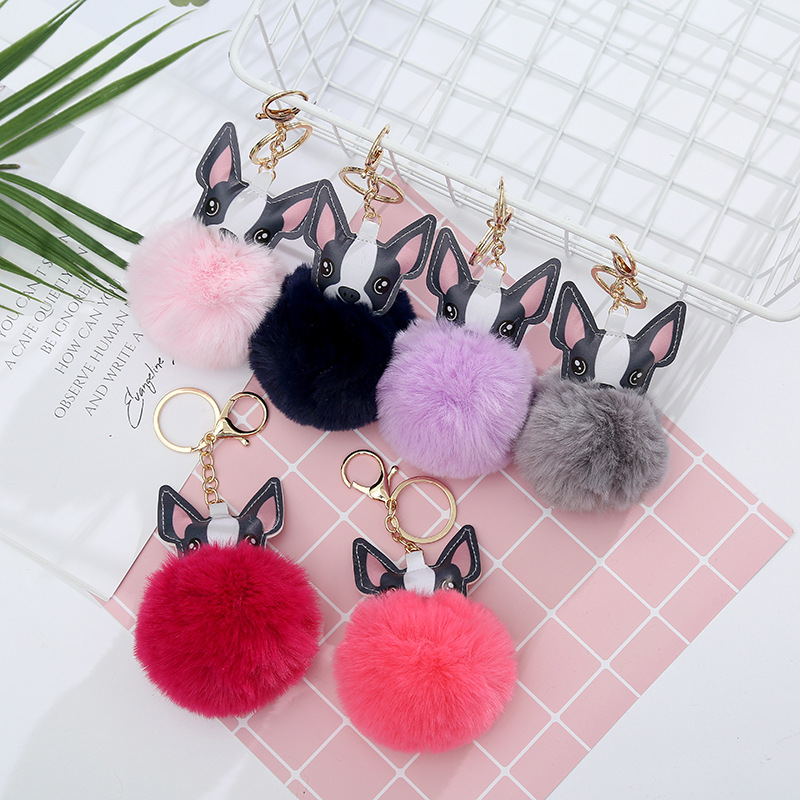 

Cute Plush French Bulldog Keychain PVC Lovely Dog Party Favor For Women KeyChains Car Key Ring Bag Pendant Jewelry Gift Wholesale 176 K2