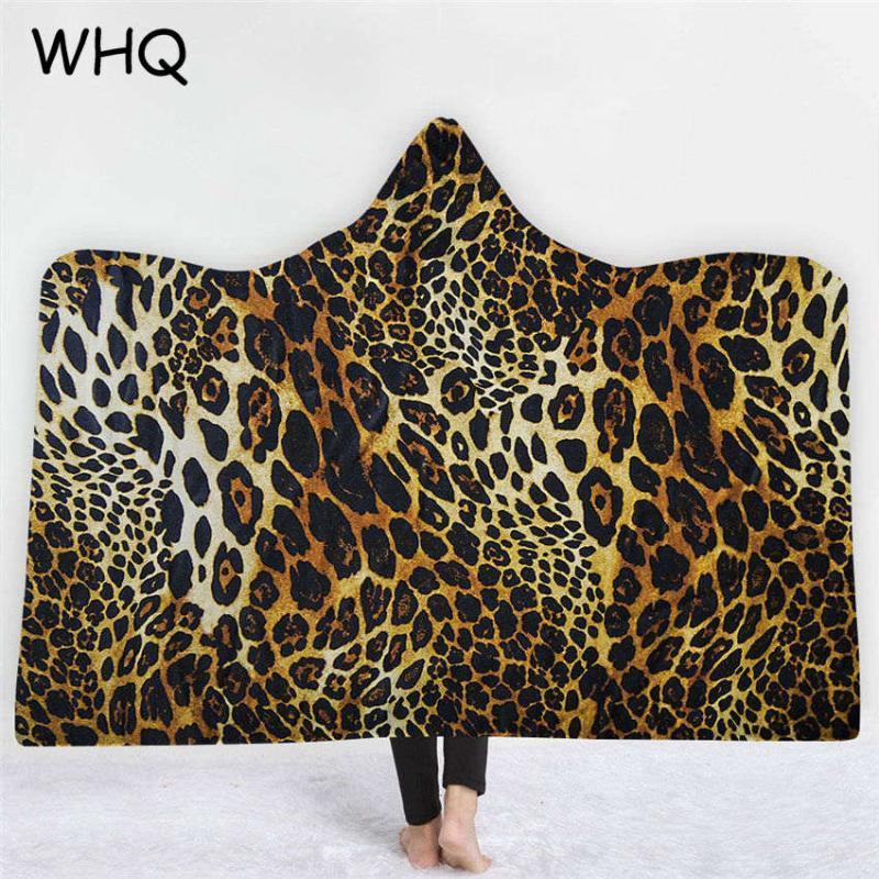 

WHQ Wearable Hooded Blanket Tiger Leopard Winter Thick Warm Blanket Sofa Bedding Throw Travel for Adults Kids Cobija Cobertor1