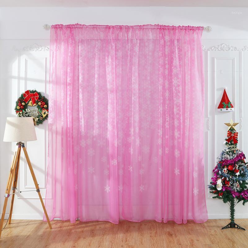 

Colorful Snowflake Tulle Curtains Embroidery Curtains For Living Room Bedroom Sheer For Kitchen Christmas Drapes #M1P1, Gold