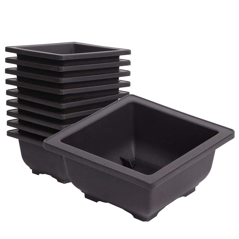 

10 PCS 6.7Inch Square Plastic Bonsai Training Pots Flower Succulent Pots Container for Garden Indoor Decorative, Purple