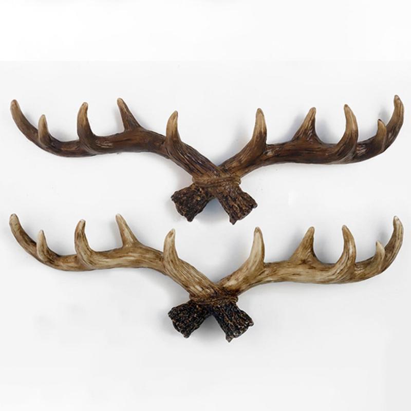 

American for Retro Antler Decorative Wall Hanging Coat Rack Closed Door Wall Clothes Hanger Decoration Cast Iron Hook