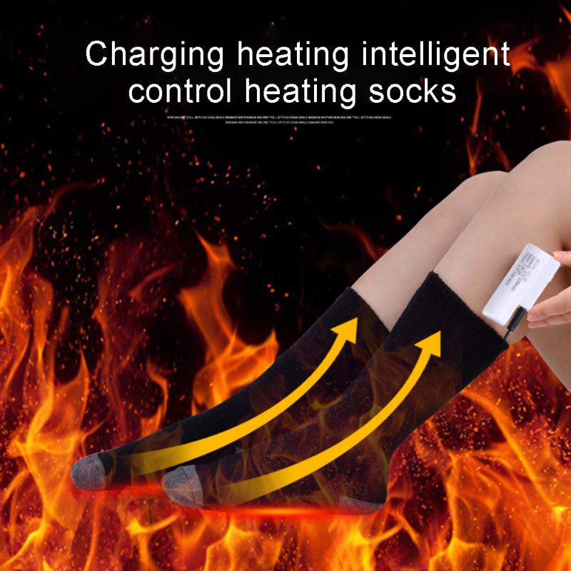 

Unisex Winter Heated Socks With Battery Rechargeable Temperature Adjustable Electric Carbon Fiber Heating Warm Feet Cotton Socks, Black