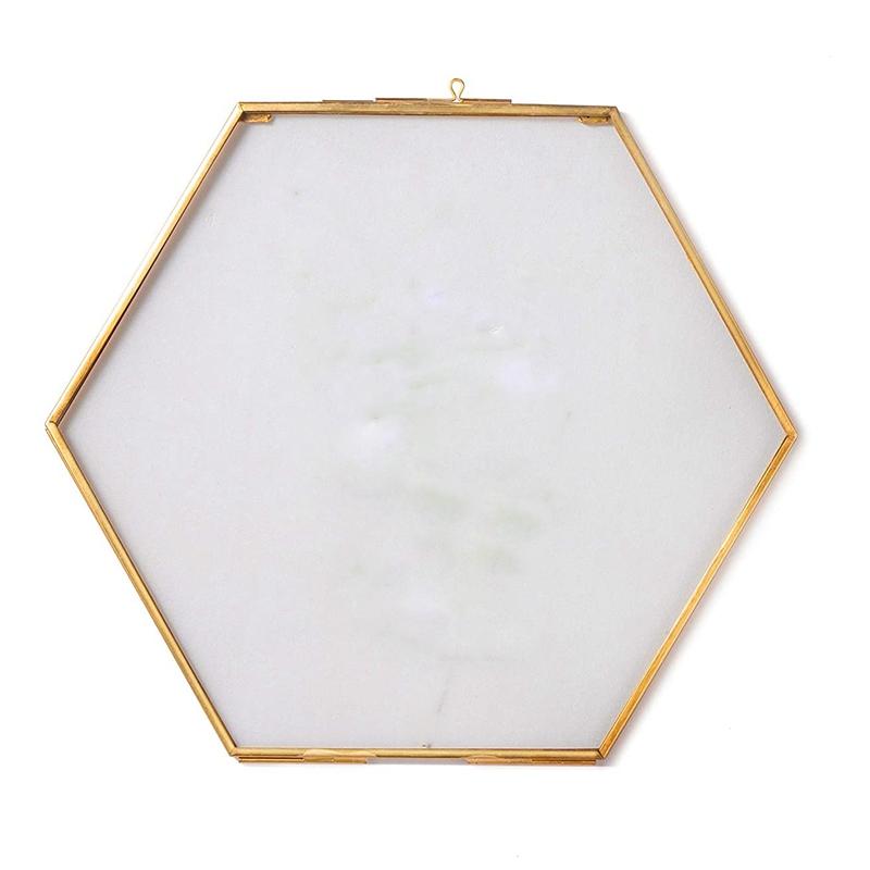 

Hanging Hexagon Herbarium Br Gl Frame for Pressed Flowers, Dried Flowers, Double Gl, Floating Frame Style