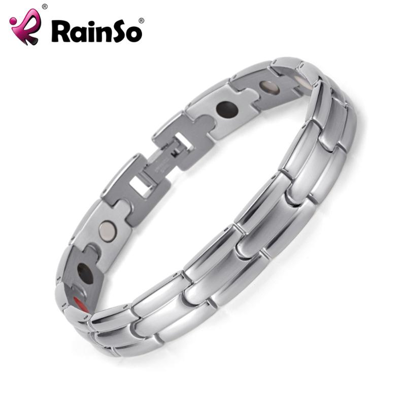 

Rainso Brand 4 in 1 Elements Therapy Power Magnetic Bracelet Men Jewelry Stainless Steel Bracelet High Quality OSB-1250SFIR