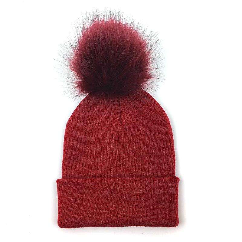 

Women Skullies woolen big fur pompon fluffy hats Adult winter ponpon caps pompom female knitted Beanie girls, Black