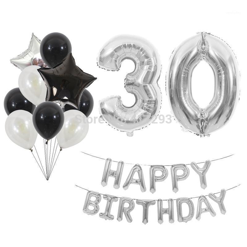 

silver black party balloon 30th birthday balloons gold black party decorations 30 40 50 60 70 number ballons1