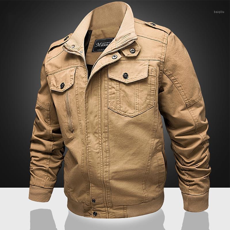 

2020 Plus Size Jacket Men Spring Autumn Cotton Pilot Jacket Coat Army Men's Winter Jackets Cargo Flight Male 6X1, Army green