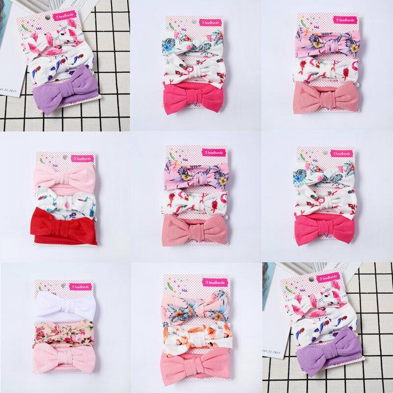 

3pcs Newborn Headband Cotton Elastic Baby Print Floral Hair Band Girls Bow-knot1