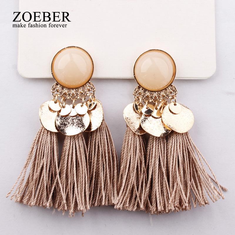 

2020 Ethnic Bohemia Women Dangle Drop Earrings Summer Round Resin Tassel Earrings for Women Fashion Jewelry Pendientes oorbellen1