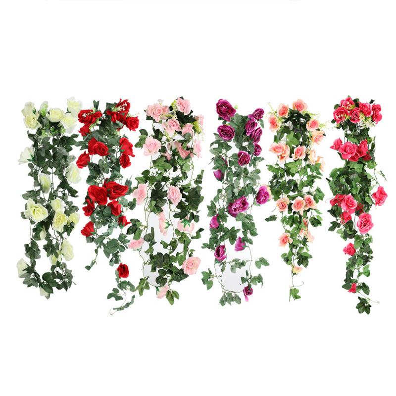 

90cm Artificial Silk Rose Ivy Vine Fake Flowers With Green Leaves DIY Garland Garden Fences For Room Home Wedding Decoration