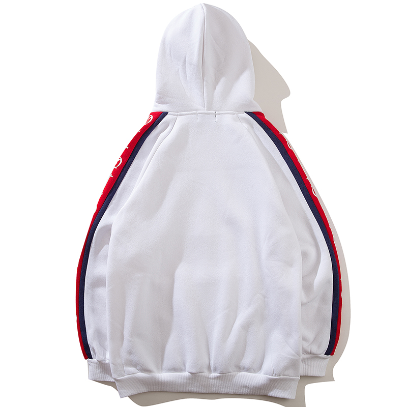 

Men Sleeve Letter Print Fleece Hoodies 2018 Male Hip Hop Patchwork Hooded Sweatshirts Streetwear Tops, White