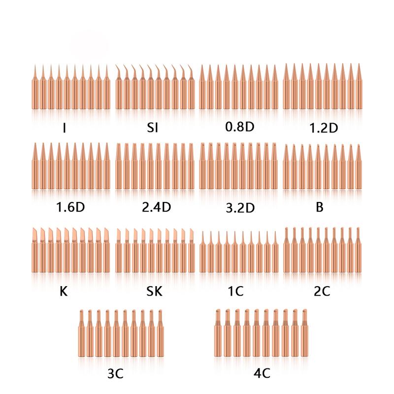 

Dusco.E 10 pcs/lot Pure Copper Solder Iron Tip For 900M 937, 938, 8586, 852D Hakko 936 Soldering Rework Station Soldering Tips