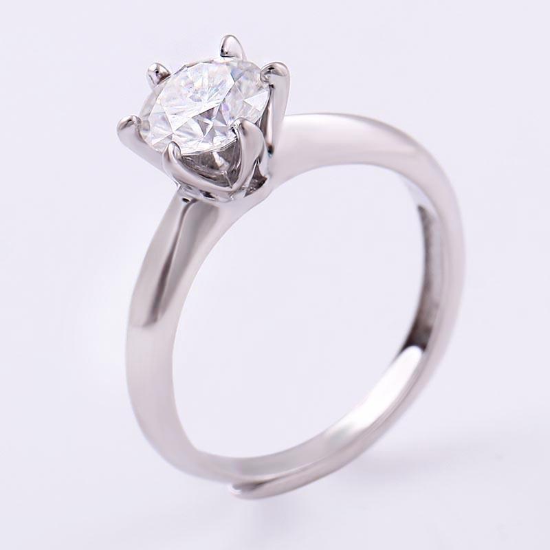 

In Stock Moissanite Ring Silver Moissanite Ring 1ct 6.5mm Round Cut 925 Silver Gold Plated Classic 6prongs Women Solitaire Rings1