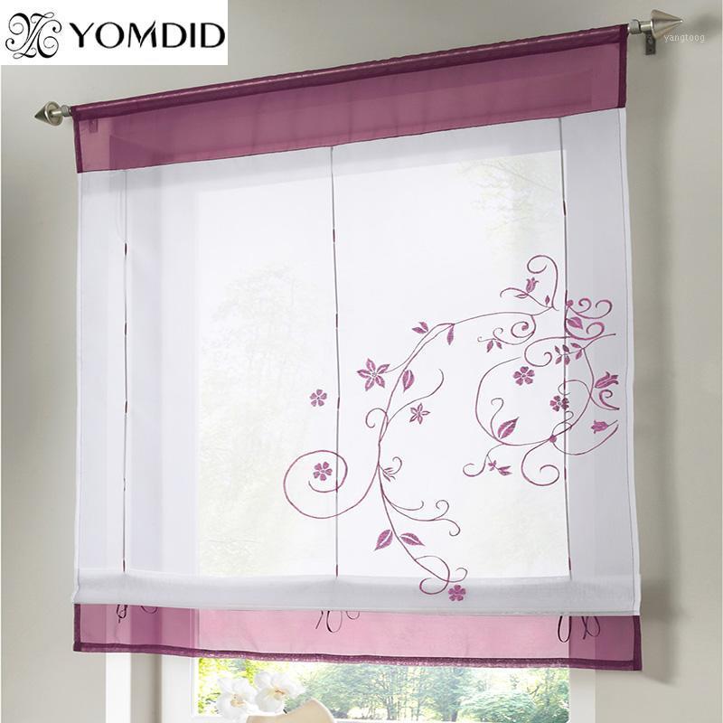 

1PC New Roman Flower StyleTulle Window Curtains For Kitchen European Design Printed Roman Curtains Perspective Cafe Decoration1, 01
