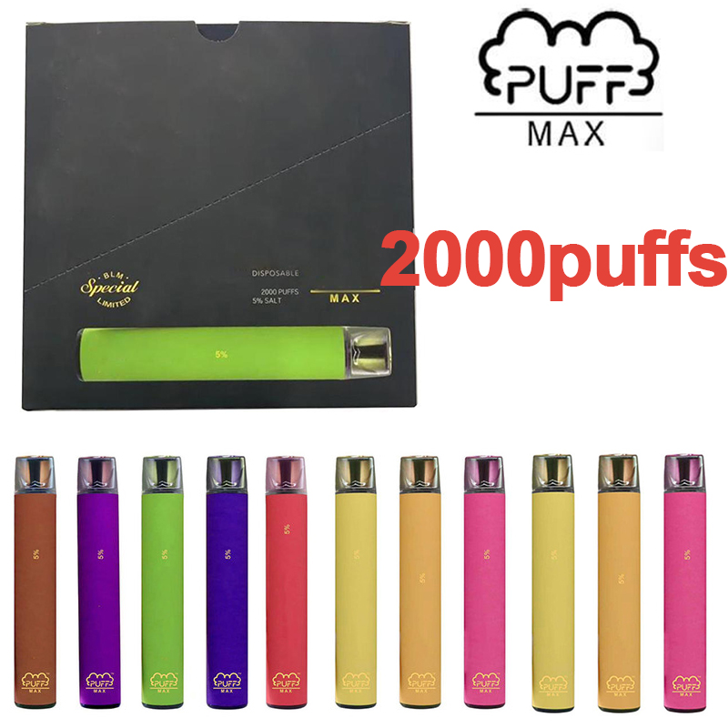 

Puff Bar MAX 2000Puffs Disposable Vape Pen Local 1200mAh Battery Pre-Filled 8.5ml Cartridges Pods Portable eCig Device