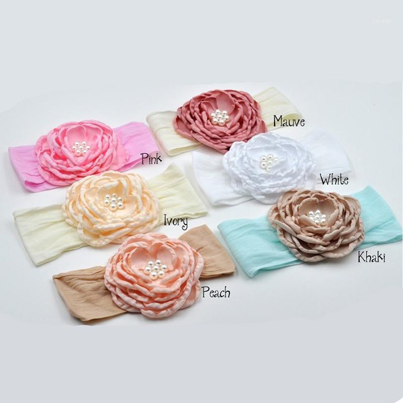 

baby headwear flower Turban Headband 6 colors Soft Stretch Newborn Nylon Headwraps Kids Girls Hair Accessories1