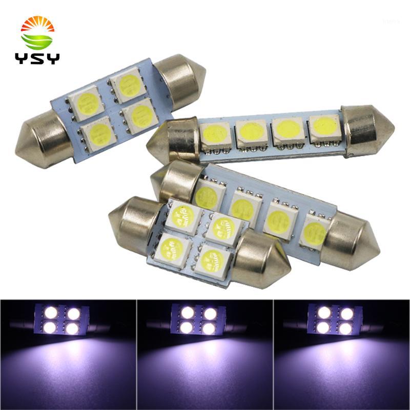

YSY 50pcs Festoon 4SMD 31/36/39/41mm Car LED Auto light 12V White festoon C5W Car styling Interior Door read lights1, As pic