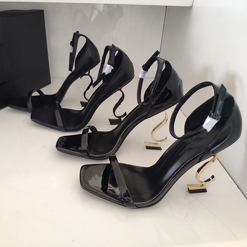 

Designer Opyum Sandals Women Dress Shoes Black Calfskin Pointed Toes Pumps High Heels Wedding Party Stiletto Heel Shoe Top Quality SMs ysls, Patent leather