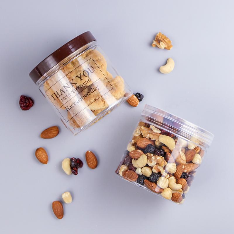 

20pcs Baking Packaging Transparent Plastic Sealed Jar Biscuit Bucket Box 350ml Pastry Storage Bottle Ice cream Dessert Boxes