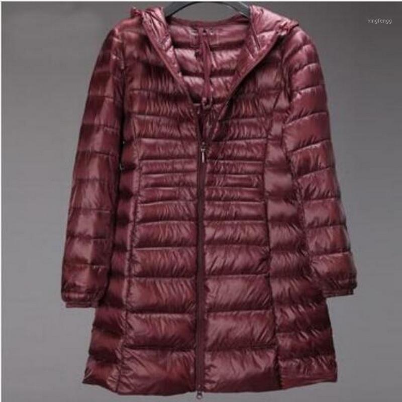 

Wholesale- NEW Brand Designer Winter Jacket Women Long White Duck Down Jacket Outwear Ultralight Hooded Thin Coat Plus size /6XL1, Black