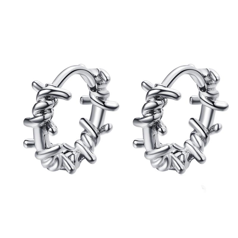 

Punk Gothic Thorns Barbed Wire Small Huggie Hoop Earrings Cartilage Cuff Earring Jewellery Gifts for Women Teen Girls