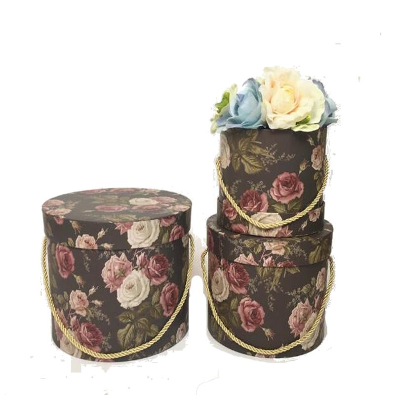 

3pcs/set Retro round florist packing gift flower paper box,wedding party favors souvenirs decoration gifts, Christmas gift