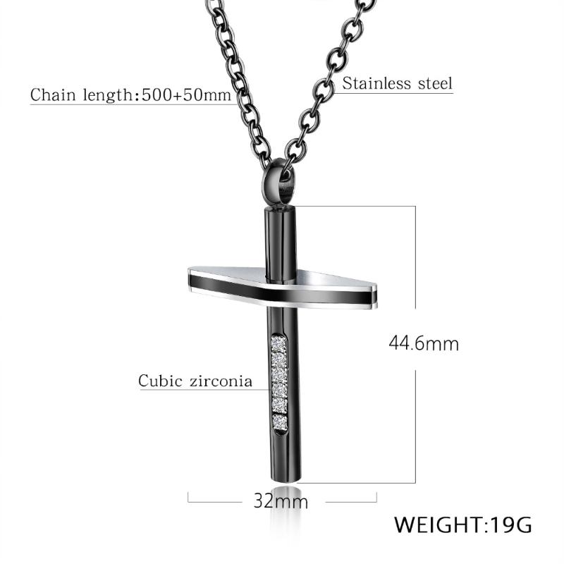 

Pendant Necklaces 2021 Fashion Black/Golden/White Stainless Steel Cross Shape For Men Neck Jewelry XL059