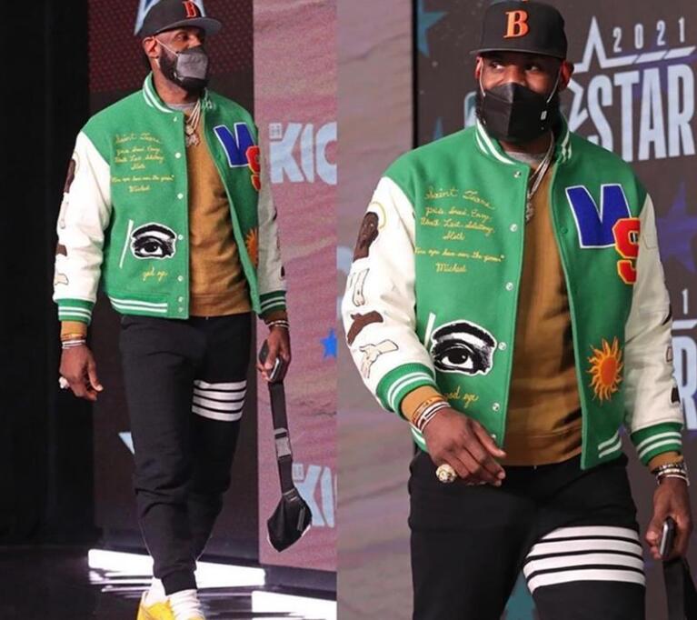 

designer baseball jacket coat for men winter Jackets Embroidery asaprocky Stadium Jacket JamesJames CHOOSE YOUR SAVIOR, Green