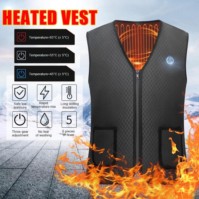 

Heated Vest USB Charging Carbon Fiber Magnetic Therapy Intelligent Clothing Hunting Vest Winter Heating Jacket -3XL, Black