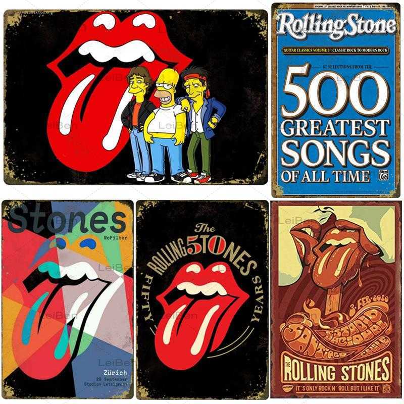 Retro Metal Plaque Rolling Stone Story Metal Tin Sign Vintage Painting Rock Band Wall Sticker Home Decoration Bar Pub Club-image-755017952