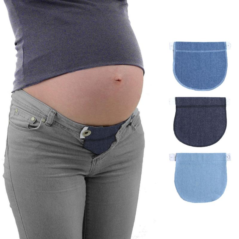 

Waistband Soft Pants Elastic Waist Pregnancy Maternity Belt Adjustable Extender Jeans, Black