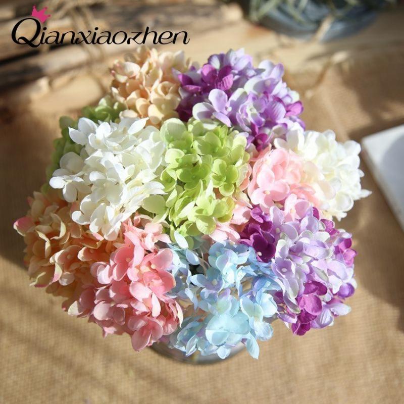 

Qianxiaozhen 4pcs Hydrangea Artificial Flowers For Wedding Fake Flowers Bouquet Wedding Home Decoration, Blue